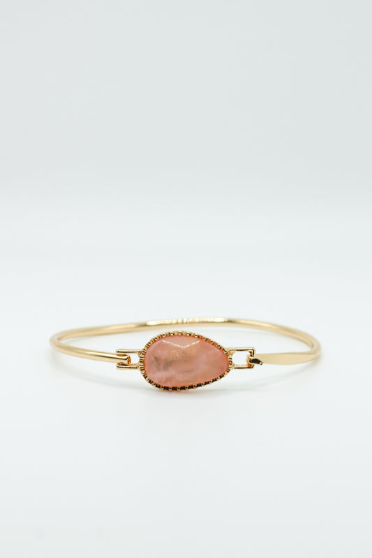 ROSE STONE TEARDROP BANGLE BRACELET