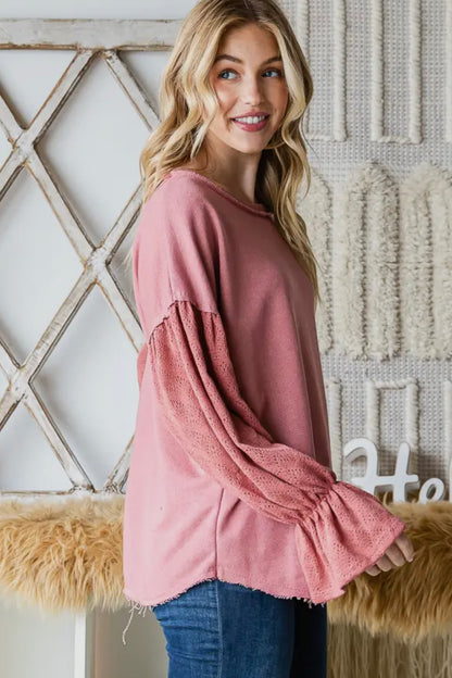 MAUVE BISHOP SLEEVE TOP