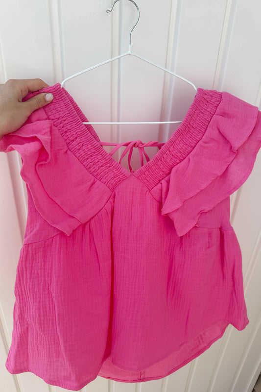 PINK RUFFLE TOP