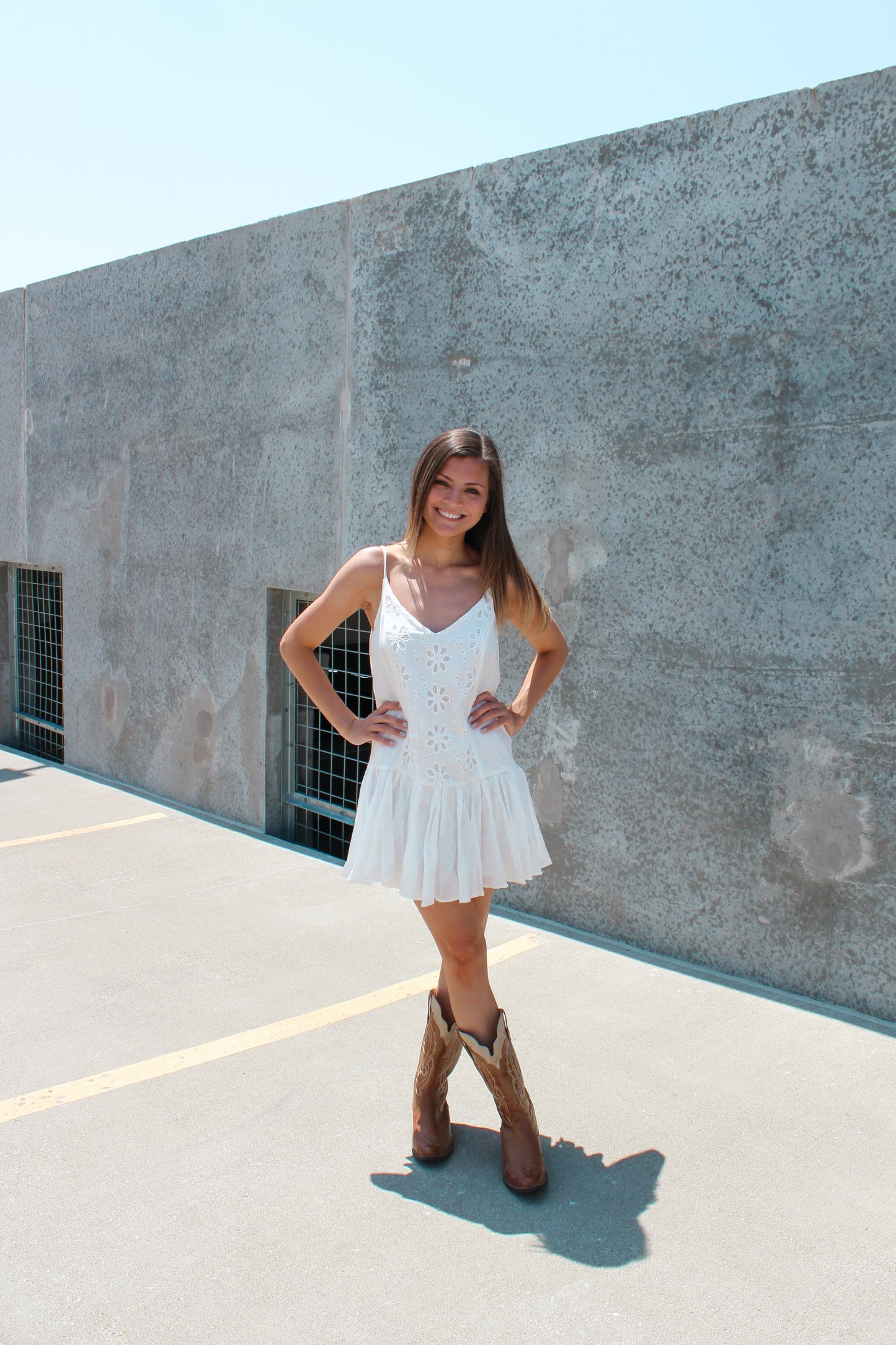 EYELET MINI DRESS