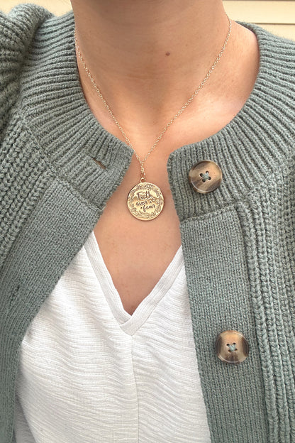 “FAITH OVER FEAR” GOLD PENDANT NECKLACE