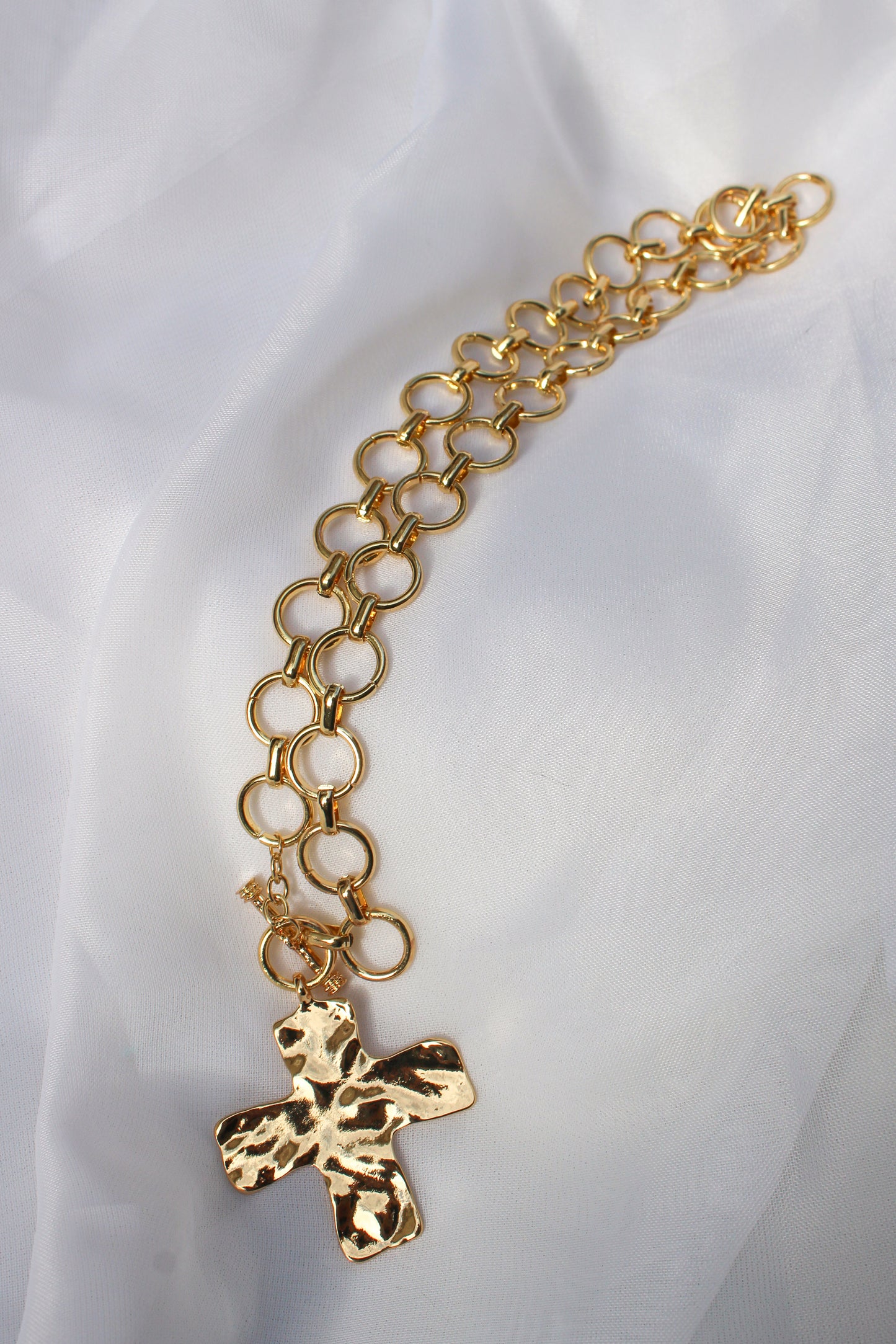 HAMMERED CROSS NECKLACE