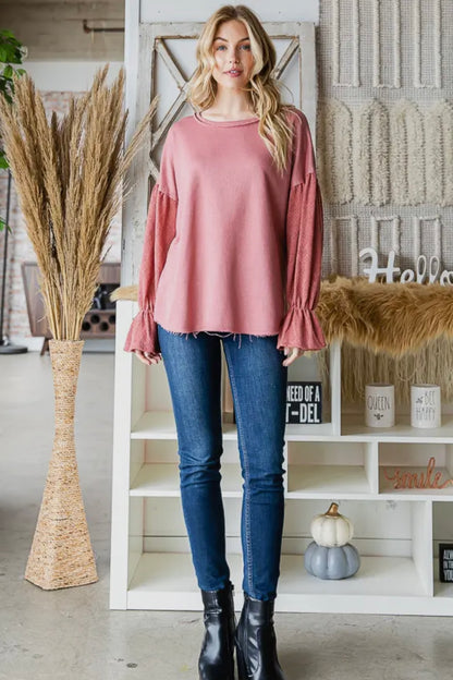 MAUVE BISHOP SLEEVE TOP