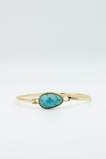 TURQUOISE STONE TEARDROP BANGLE BRACELET