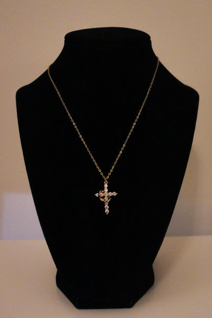 CROSS & CROWN CHARM NECKLACE
