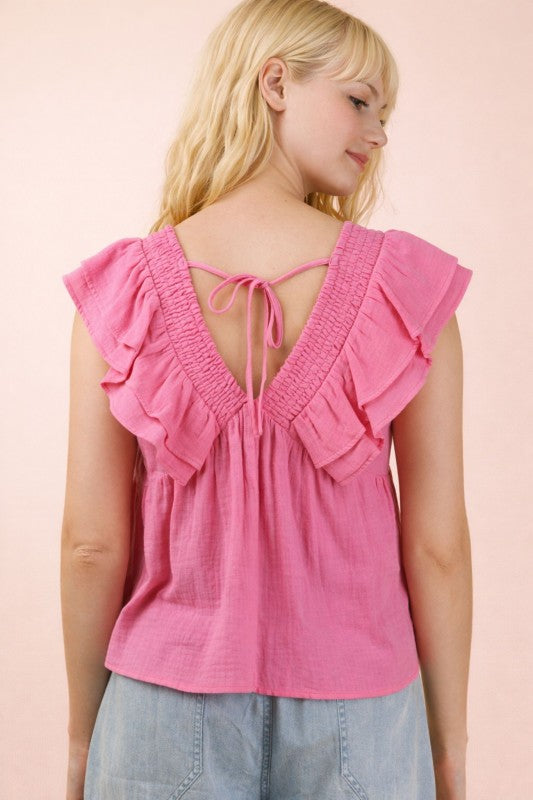 PINK RUFFLE TOP