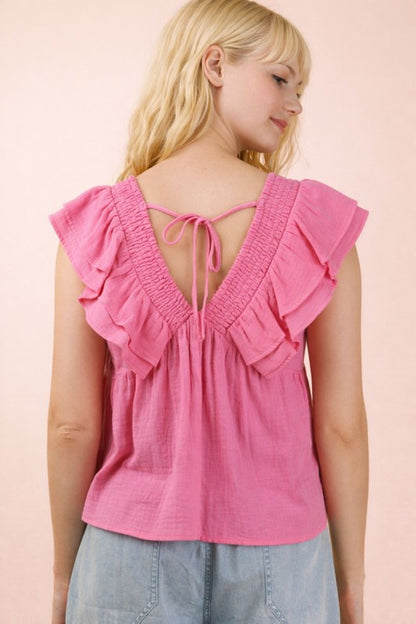 PINK RUFFLE TOP