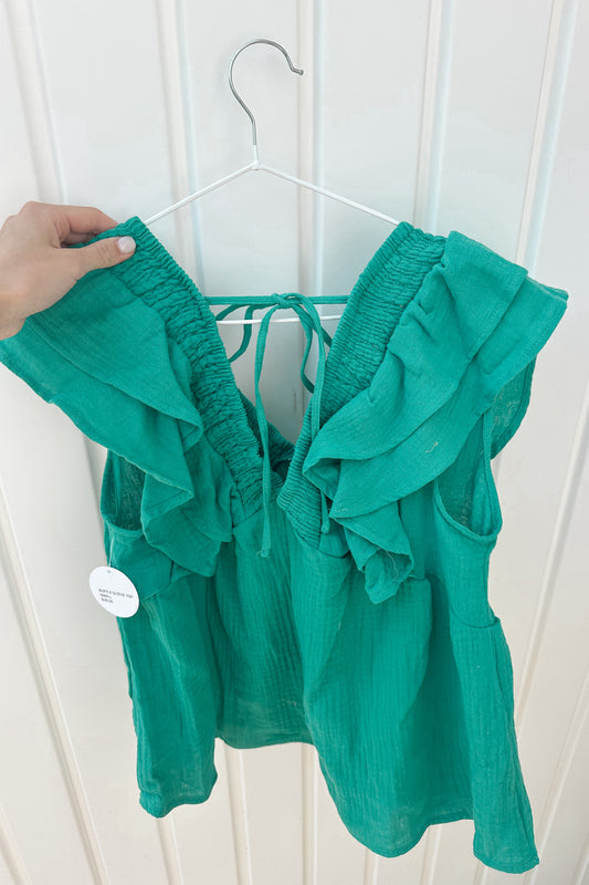 EMERALD RUFFLE TOP