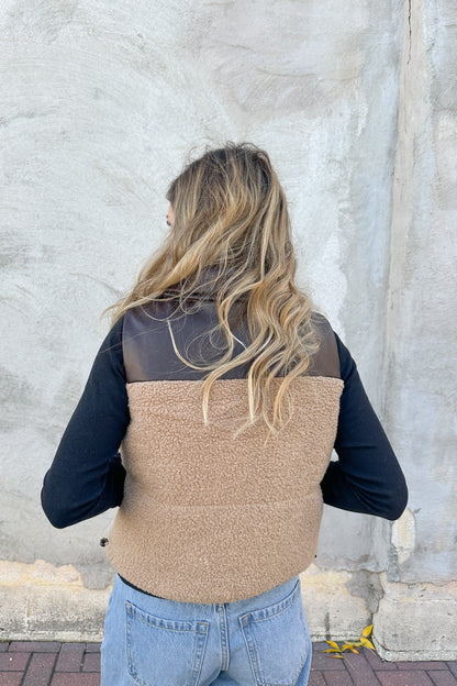 REVERSIBLE BROWN SHERPA VEST
