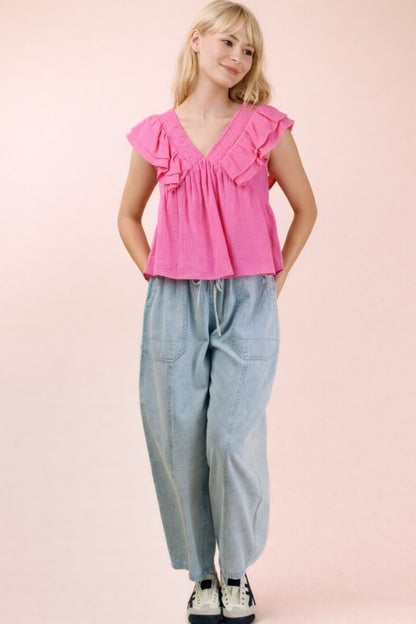 PINK RUFFLE TOP