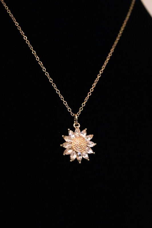 CRYSTAL SUNFLOWER NECKLACE