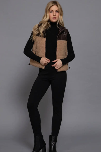REVERSIBLE BROWN SHERPA VEST
