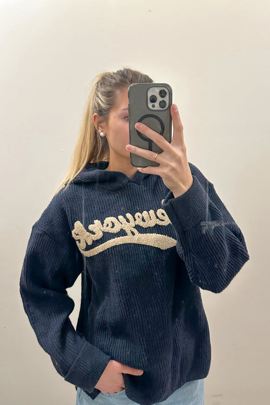 NEW YORK HOODED KNIT SWEATER