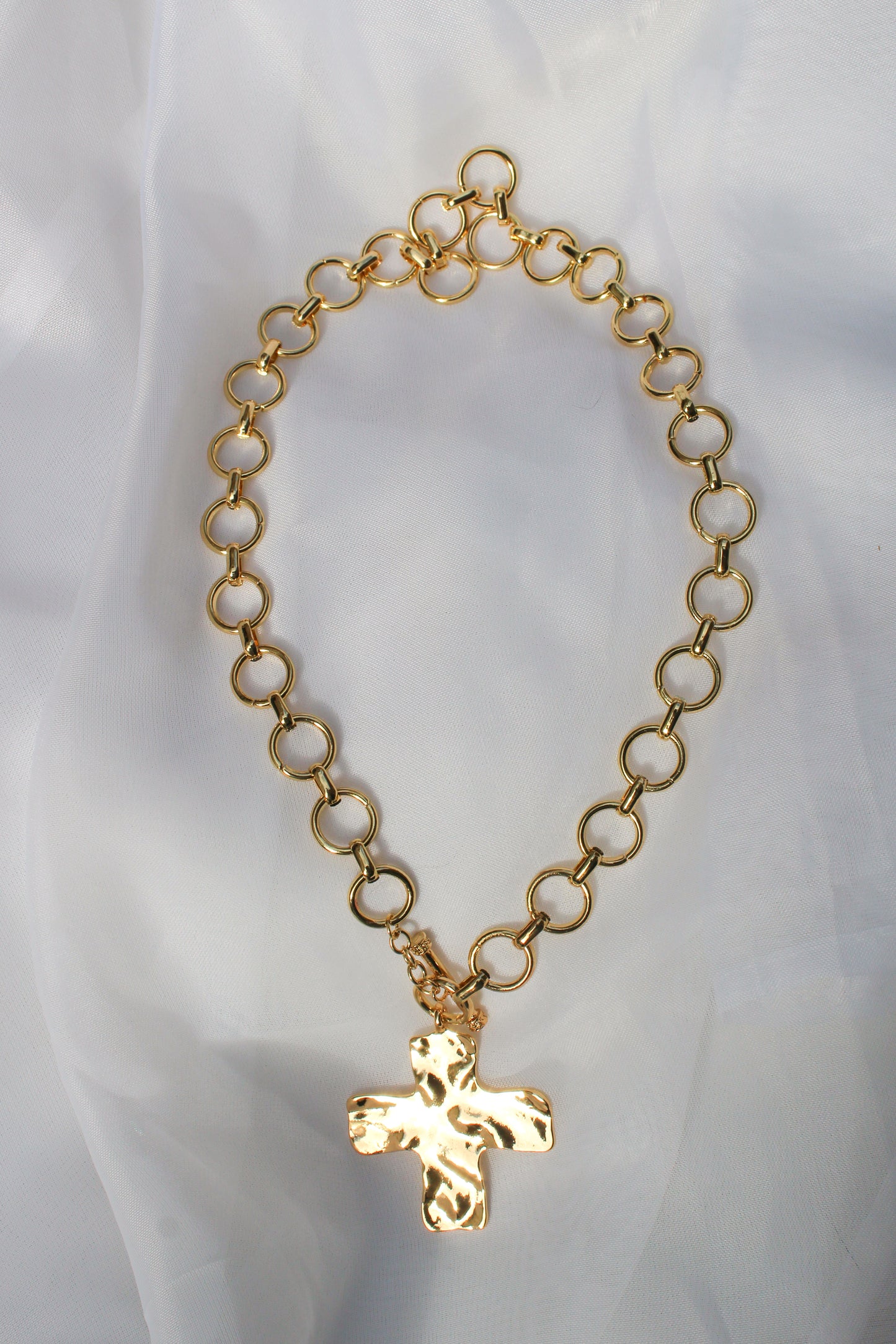 HAMMERED CROSS NECKLACE