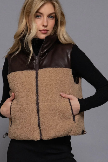 REVERSIBLE BROWN SHERPA VEST