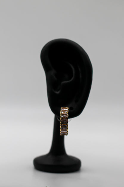GOLD BAGUETTE HOOP EARRINGS