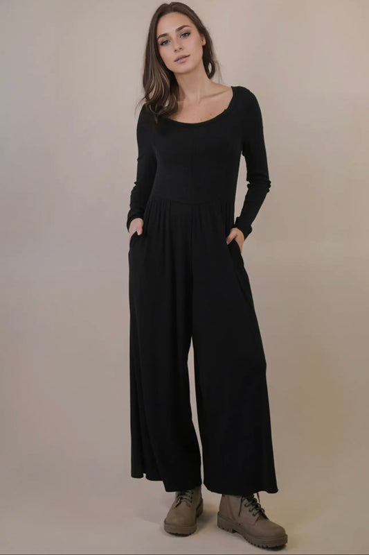 (PRE ORDER) BLACK JERSEY JUMPSUIT