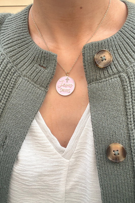 “JESUS SAVES” PENDANT NECKLACE