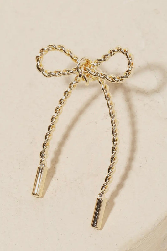 TWISTED GOLD BOW TIE EARRINGS
