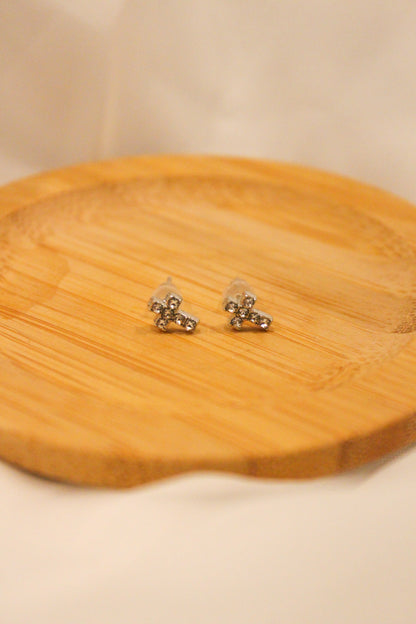 MINI PAVE CROSS EARRINGS