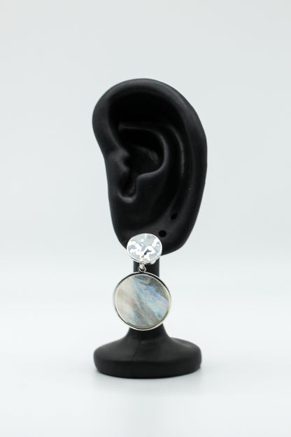 SILVER HAMMERED PEARL DROP EARRINGS