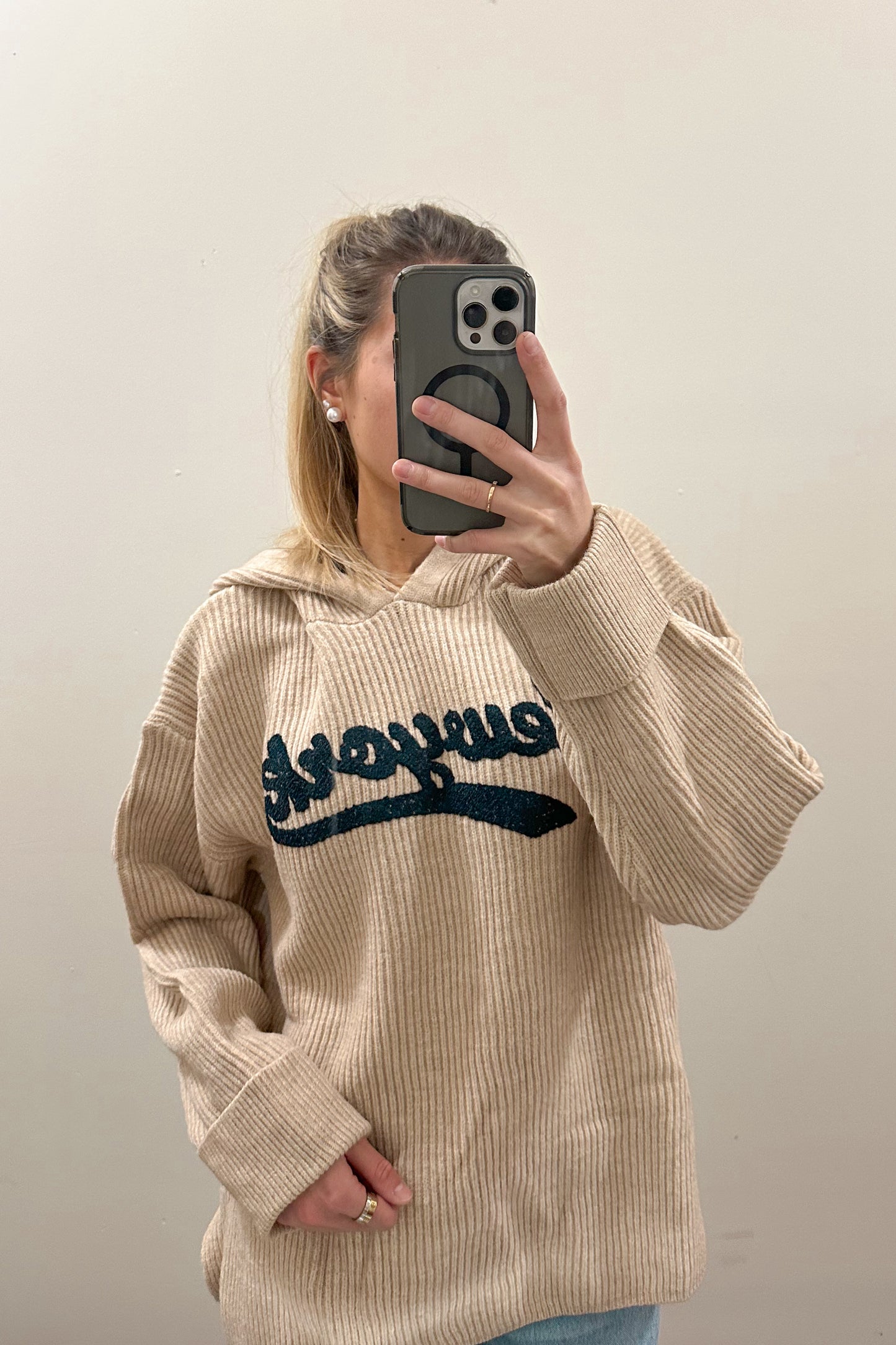 NEW YORK HOODED KNIT SWEATER