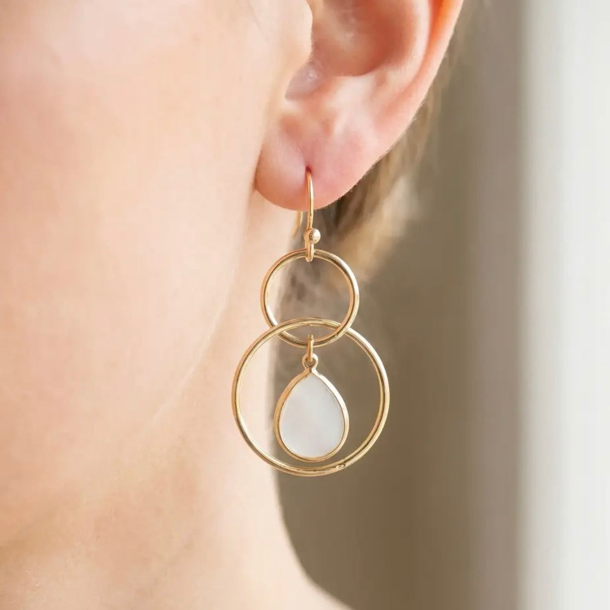 MOTHER OF PEARL DOUBLE DROP EARRINGS