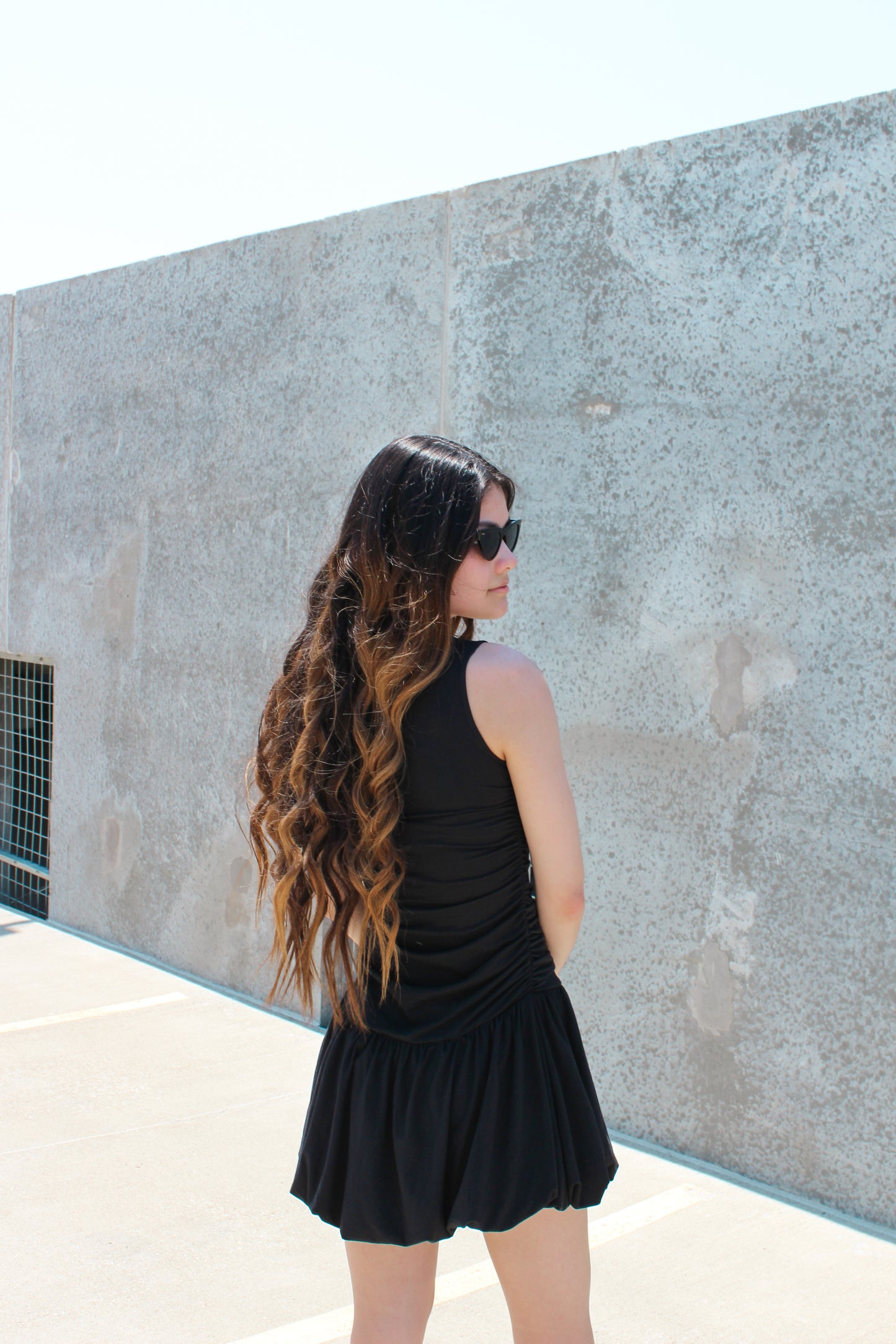 BOATNECK VOLUMINOUS MINI DRESS