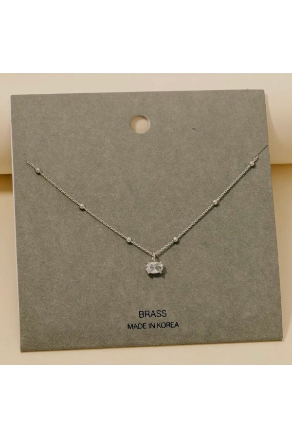 OVAL GEM PENDANT NECKLACE