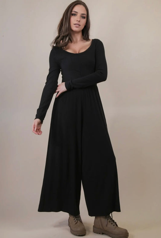 (PRE ORDER) BLACK JERSEY JUMPSUIT