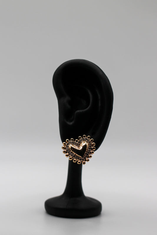 GOLD AND SILVER HEART STUDS