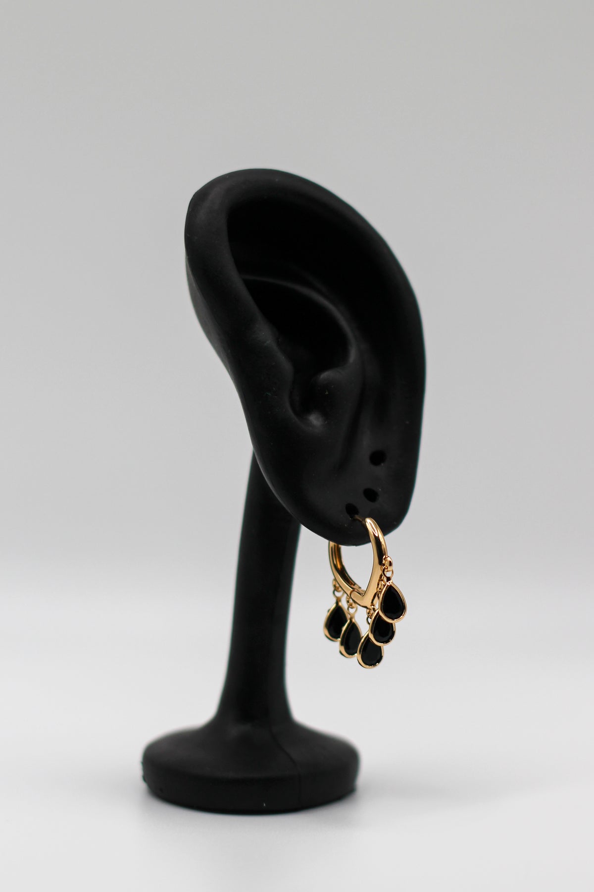 BLACK CRYSTAL DANGLE EARRINGS