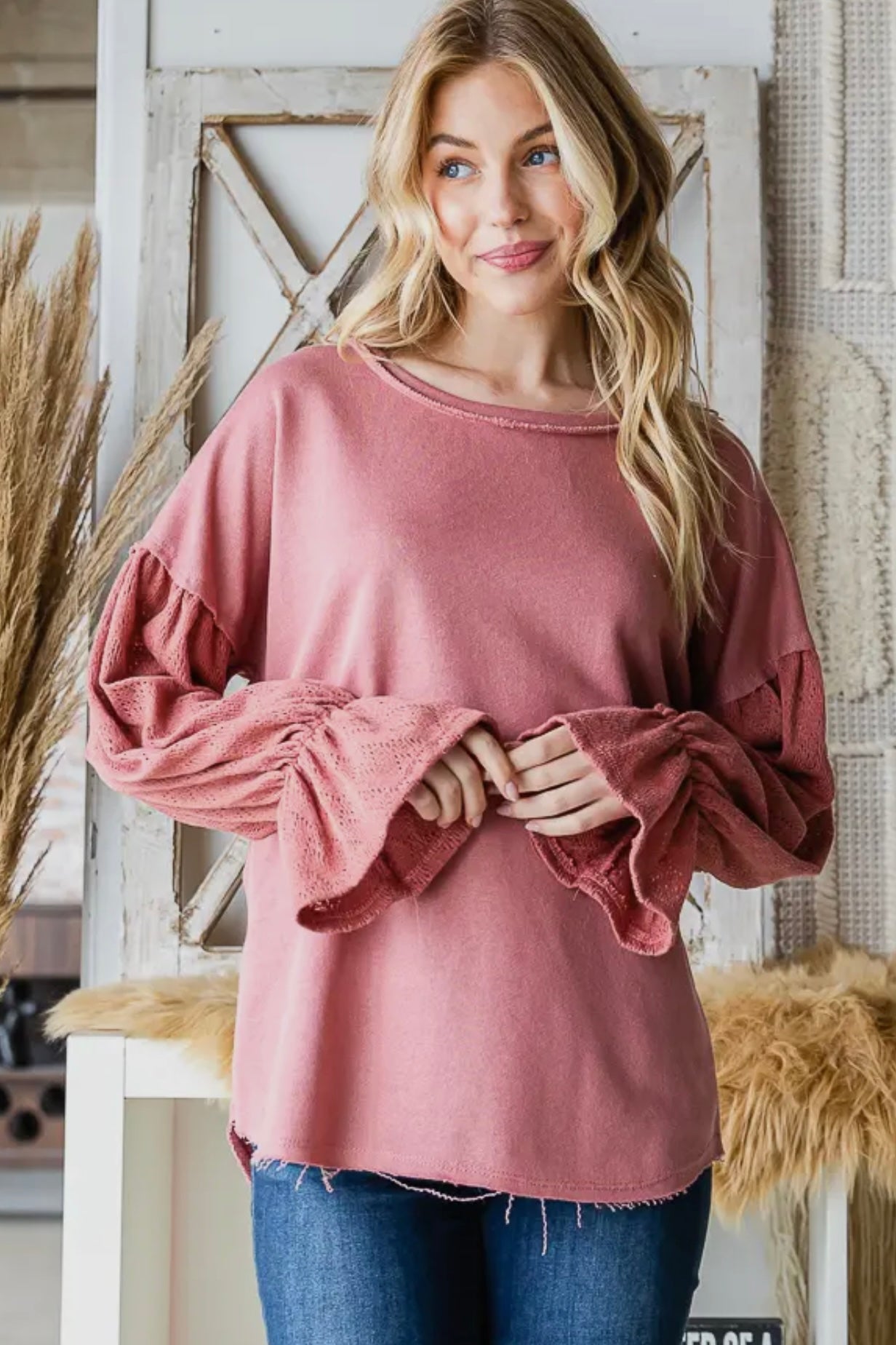 MAUVE BISHOP SLEEVE TOP