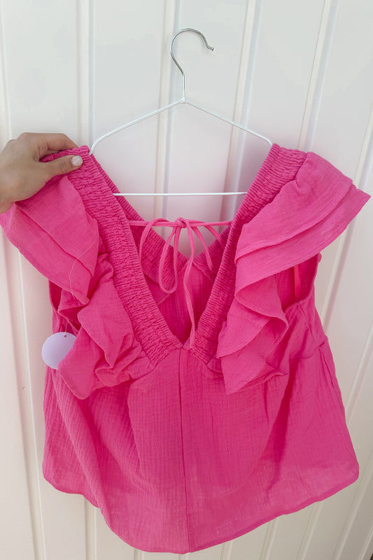 PINK RUFFLE TOP