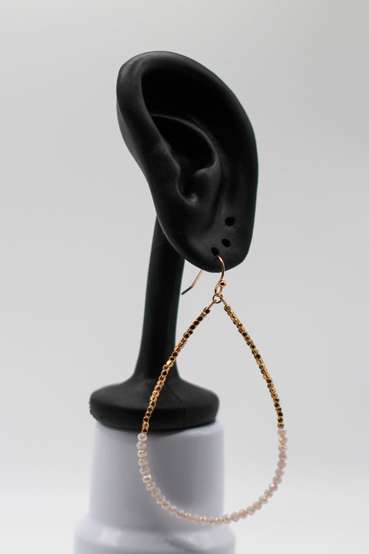 WHITE BEADED HOOP EARRINGS