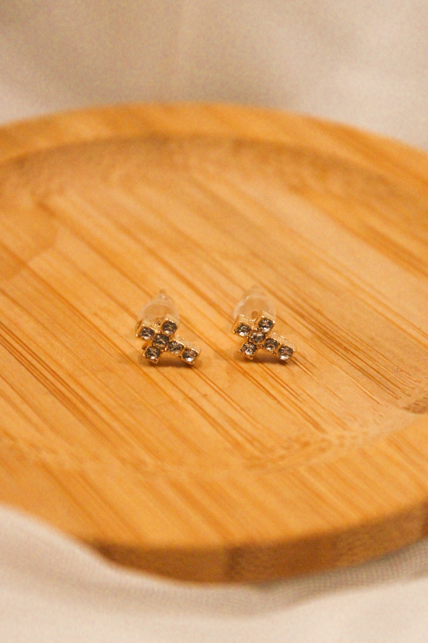 MINI PAVE CROSS EARRINGS