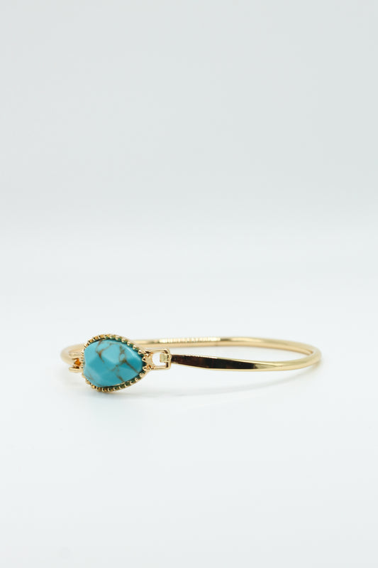 TURQUOISE STONE TEARDROP BANGLE BRACELET