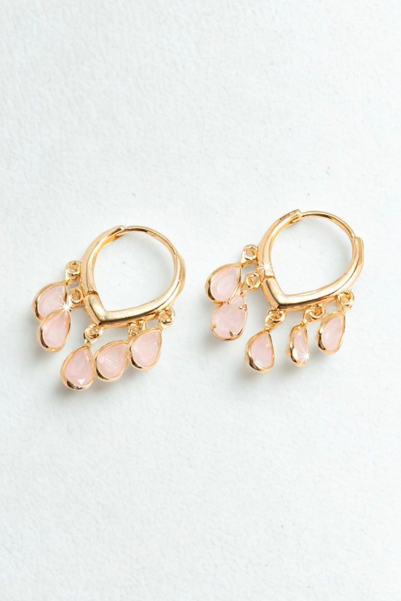 PINK CRYSTAL DANGLE EARRINGS