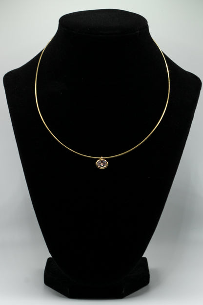 GOLD OVAL BEZEL WIRE NECKLACE