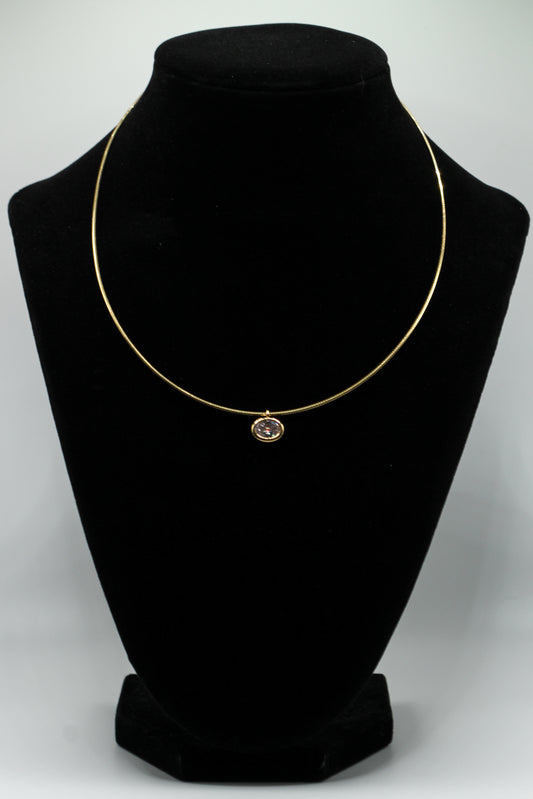 GOLD OVAL BEZEL WIRE NECKLACE