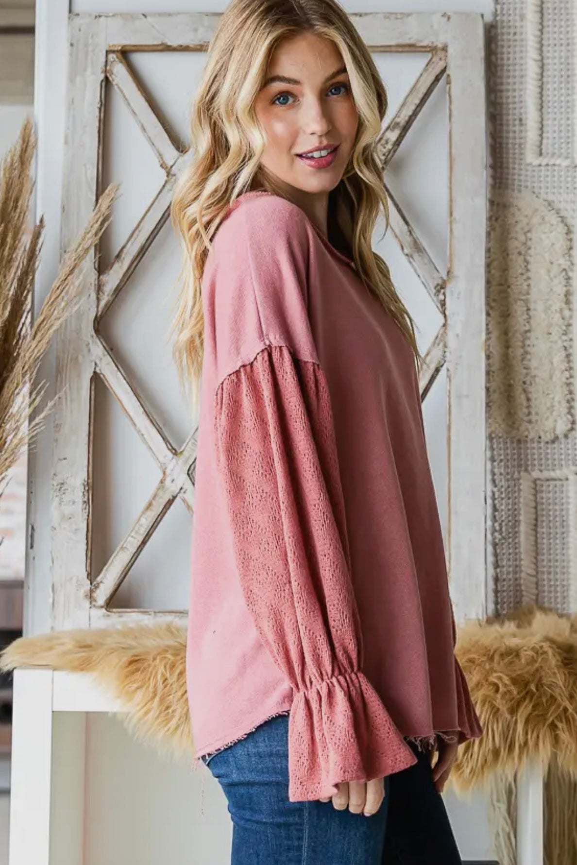 MAUVE BISHOP SLEEVE TOP