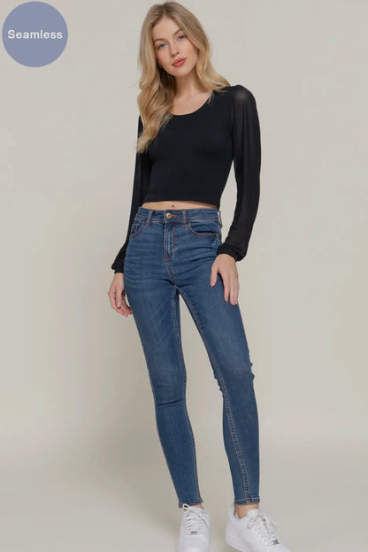 MESH LONG SLEEVE TOP