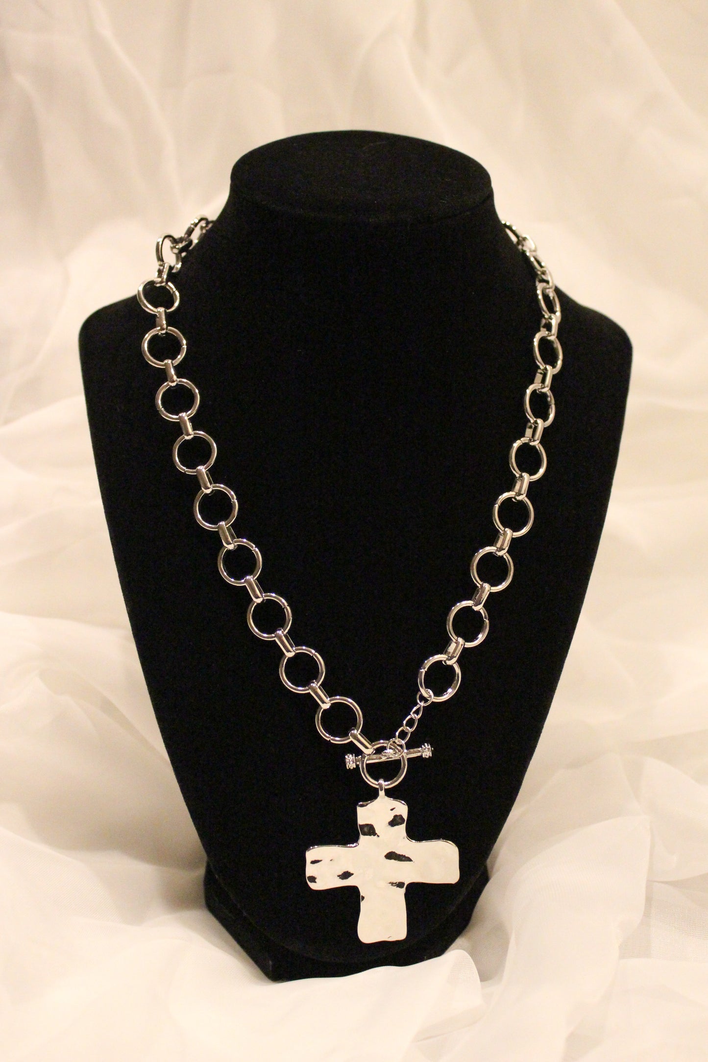 HAMMERED CROSS NECKLACE