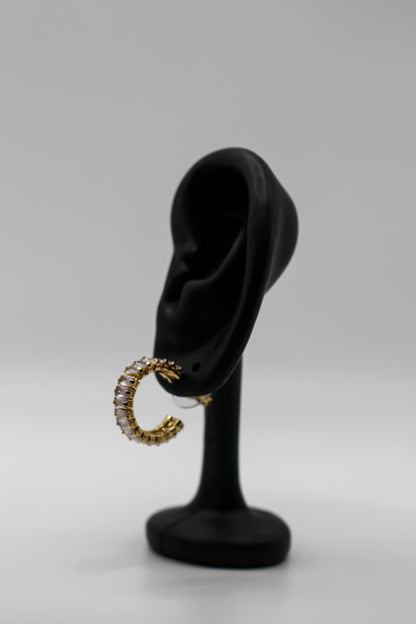 GOLD BAGUETTE HOOP EARRINGS