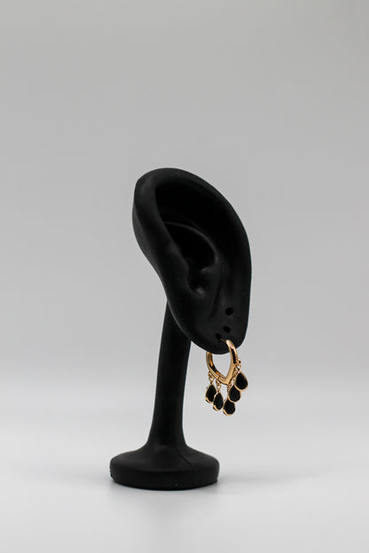 BLACK CRYSTAL DANGLE EARRINGS