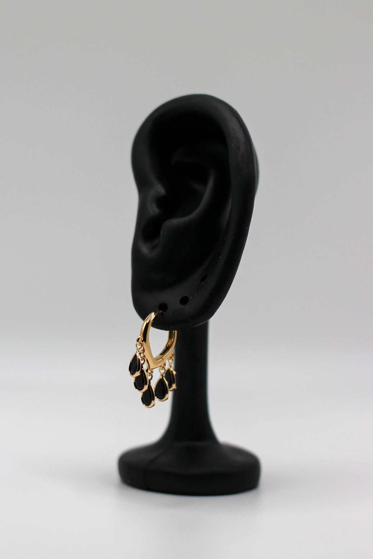 BLACK CRYSTAL DANGLE EARRINGS