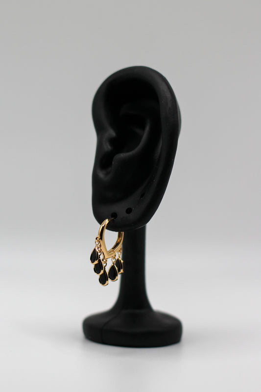 BLACK CRYSTAL DANGLE EARRINGS
