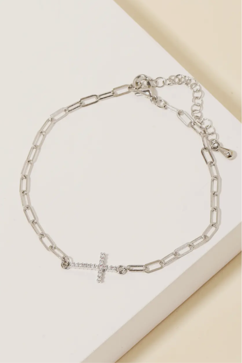 PAVE MINI CROSS BRACELET