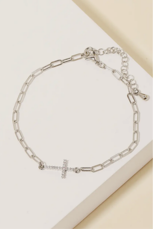 PAVE MINI CROSS BRACELET