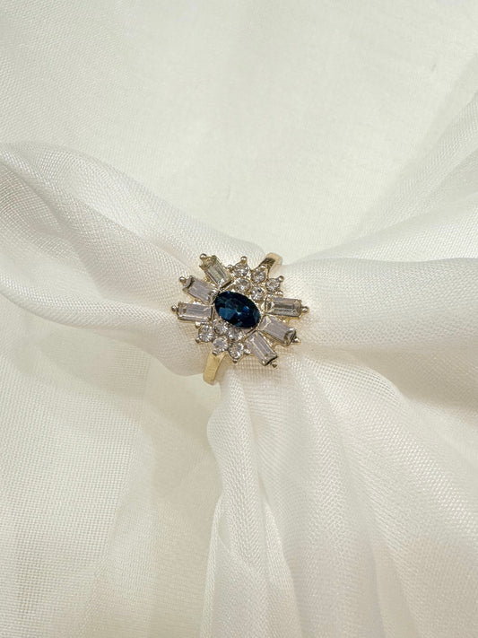 NAVY BAGUETTE RING
